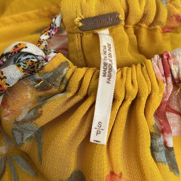 Free People Georgia Floral Chiffon Sleeveless Wide Leg Jumpsuit Gold Combo Sz S - Picture 14 of 15